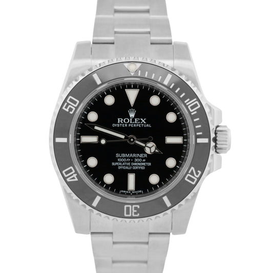 PAPERS Rolex Submariner No-Date Steel 40mm BLACK Ceramic Steel Watch 114060 BOX
