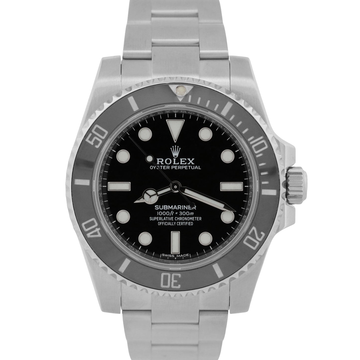 PAPERS Rolex Submariner No-Date Steel 40mm BLACK Ceramic Steel Watch 114060 BOX