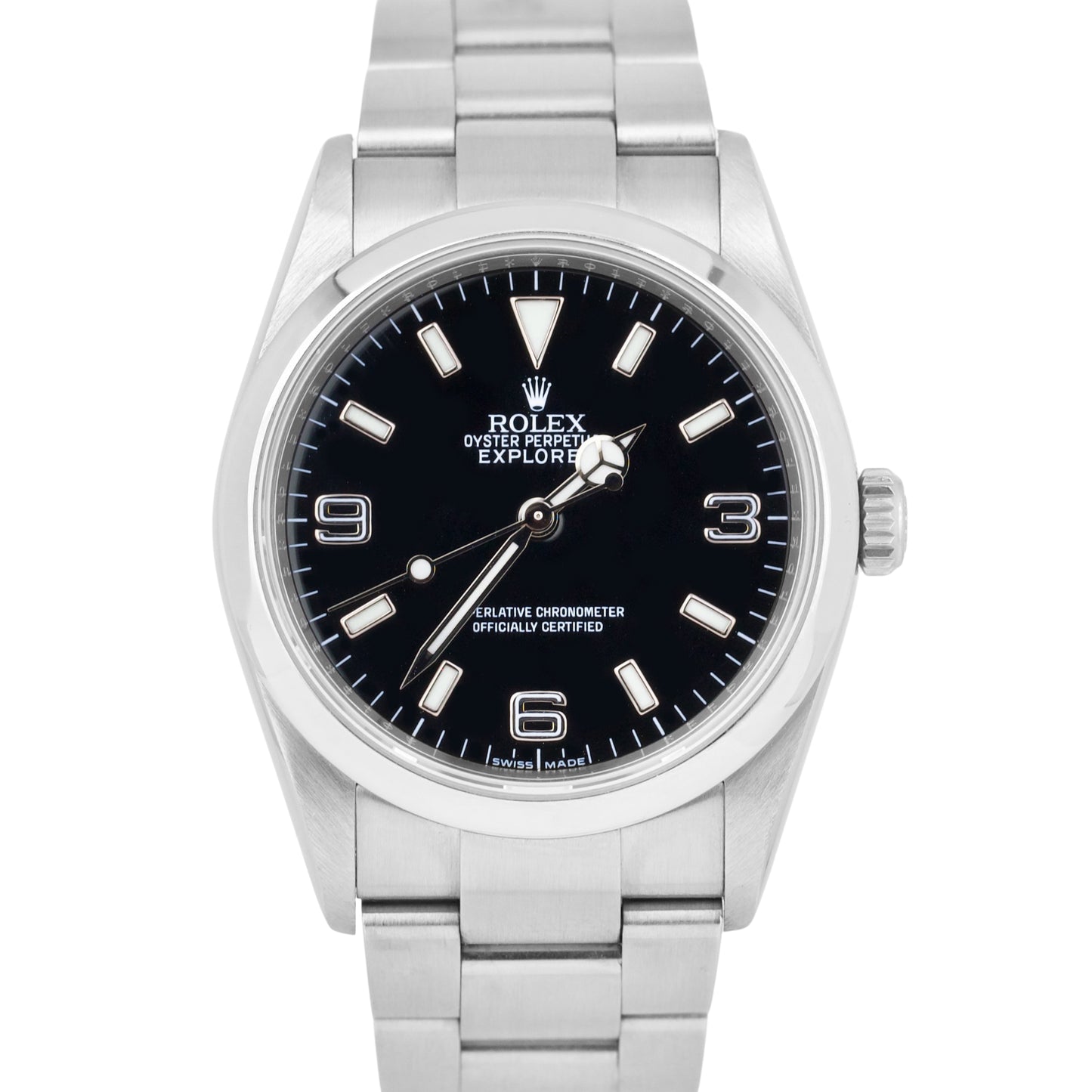 Rolex Explorer I PAPERS Black 36mm REHAUT Steel 3-6-9 Oyster Watch 114270 B+P