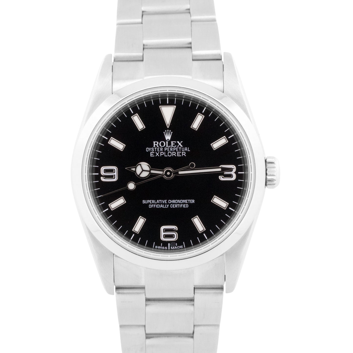 PAPERS Rolex Explorer I Black 36mm 3-6-9 Stainless Steel Oyster MK1 114270 BOX