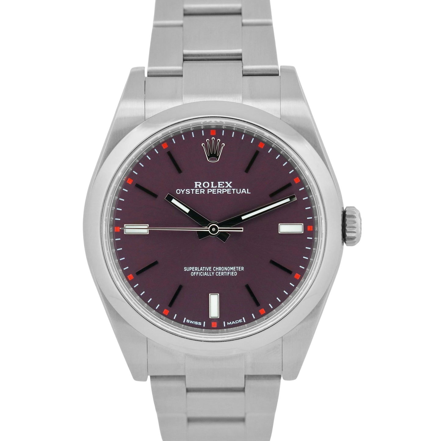 UNPOLISHED Rolex Oyster Perpetual PURPLE GRAPE 39mm Stainless Steel 114300 BOX