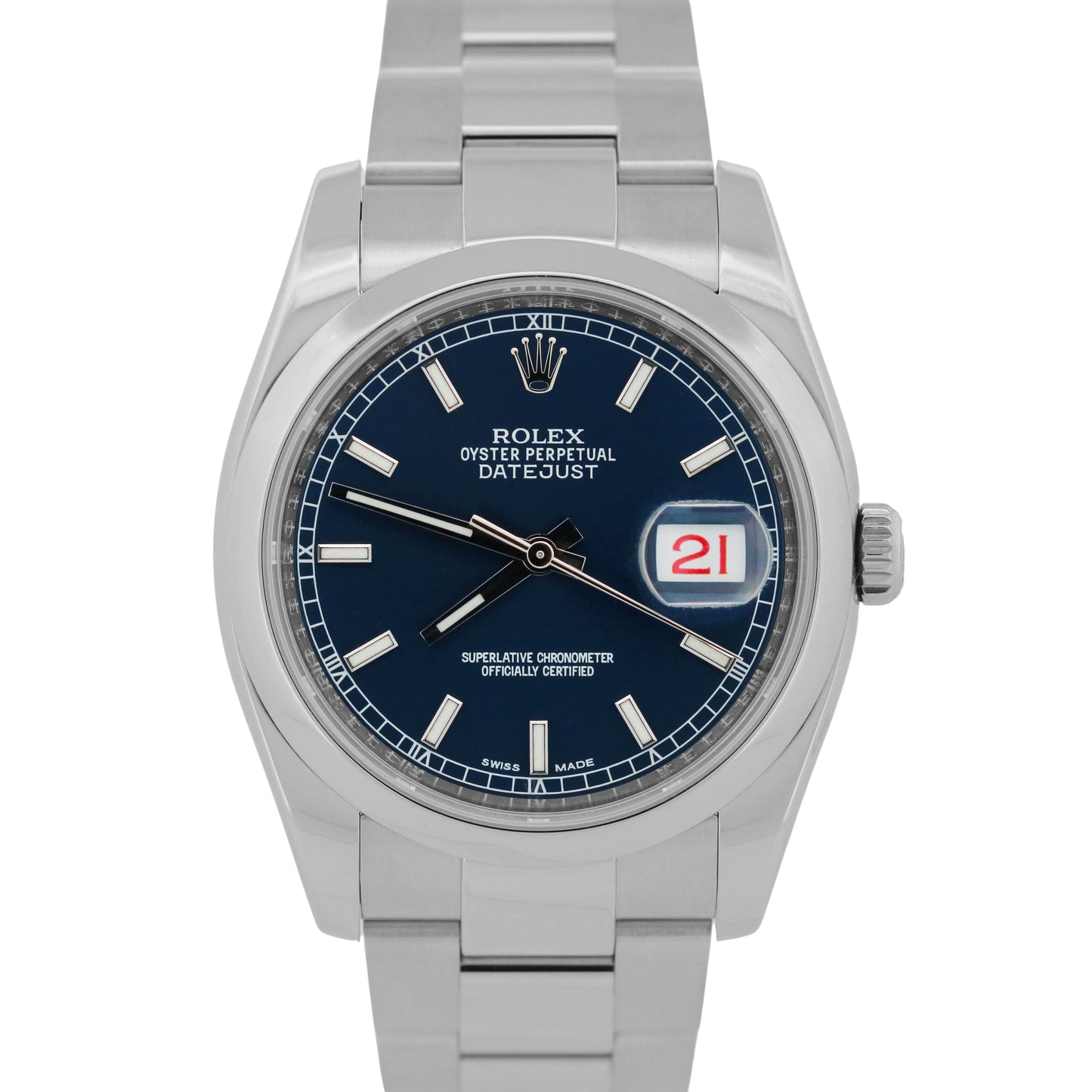 PAPERS Rolex DateJust 36mm BLUE Stainless Steel RED ROULETTE Oyster 116200 BOX