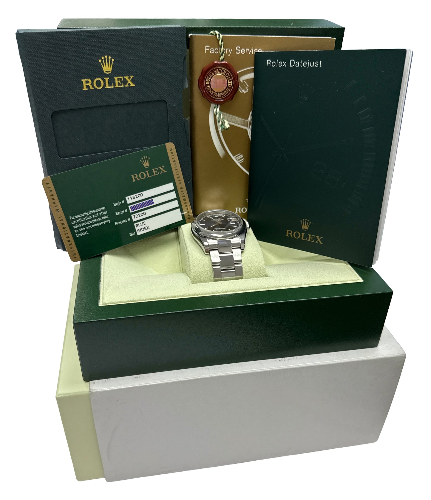 PAPERS Rolex DateJust 36mm BLUE Stainless Steel RED ROULETTE Oyster 116200 BOX