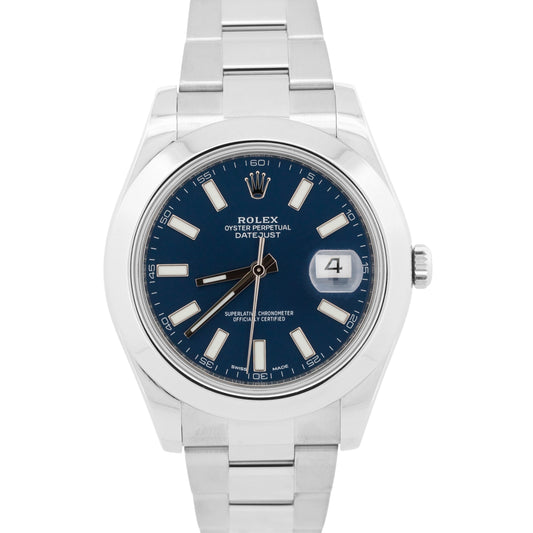 PAPERS Rolex DateJust II 41mm BLUE Stainless Steel OYSTER Smooth 116300 BOX