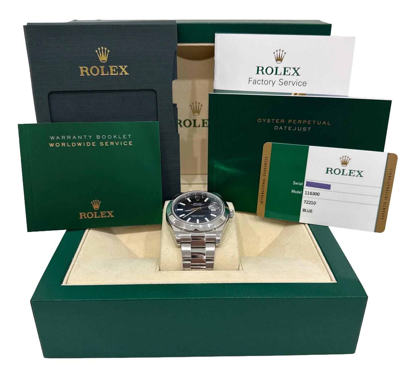 PAPERS Rolex DateJust II 41mm BLUE Stainless Steel OYSTER Smooth 116300 BOX
