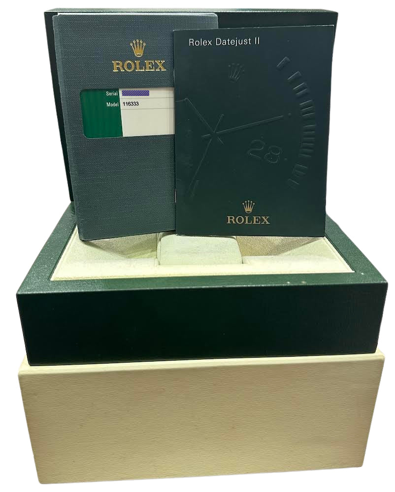 PAPERS Rolex Datejust II IVORY DIAMOND 18K Yellow Gold Steel 41mm 116333 BOX