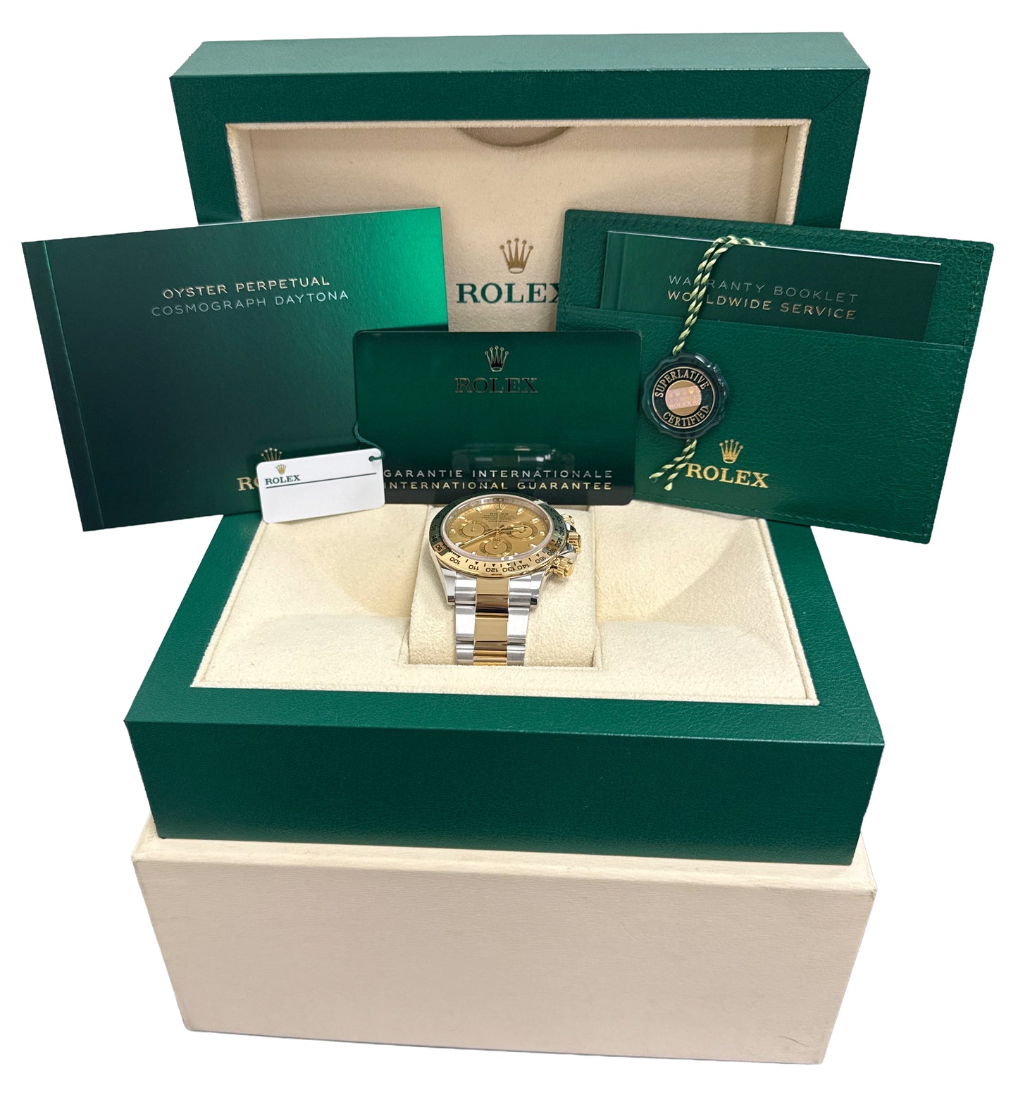 2023 PAPERS Rolex Daytona Cosmograph CHAMPAGNE 116503 18K Gold Two-Tone BOX