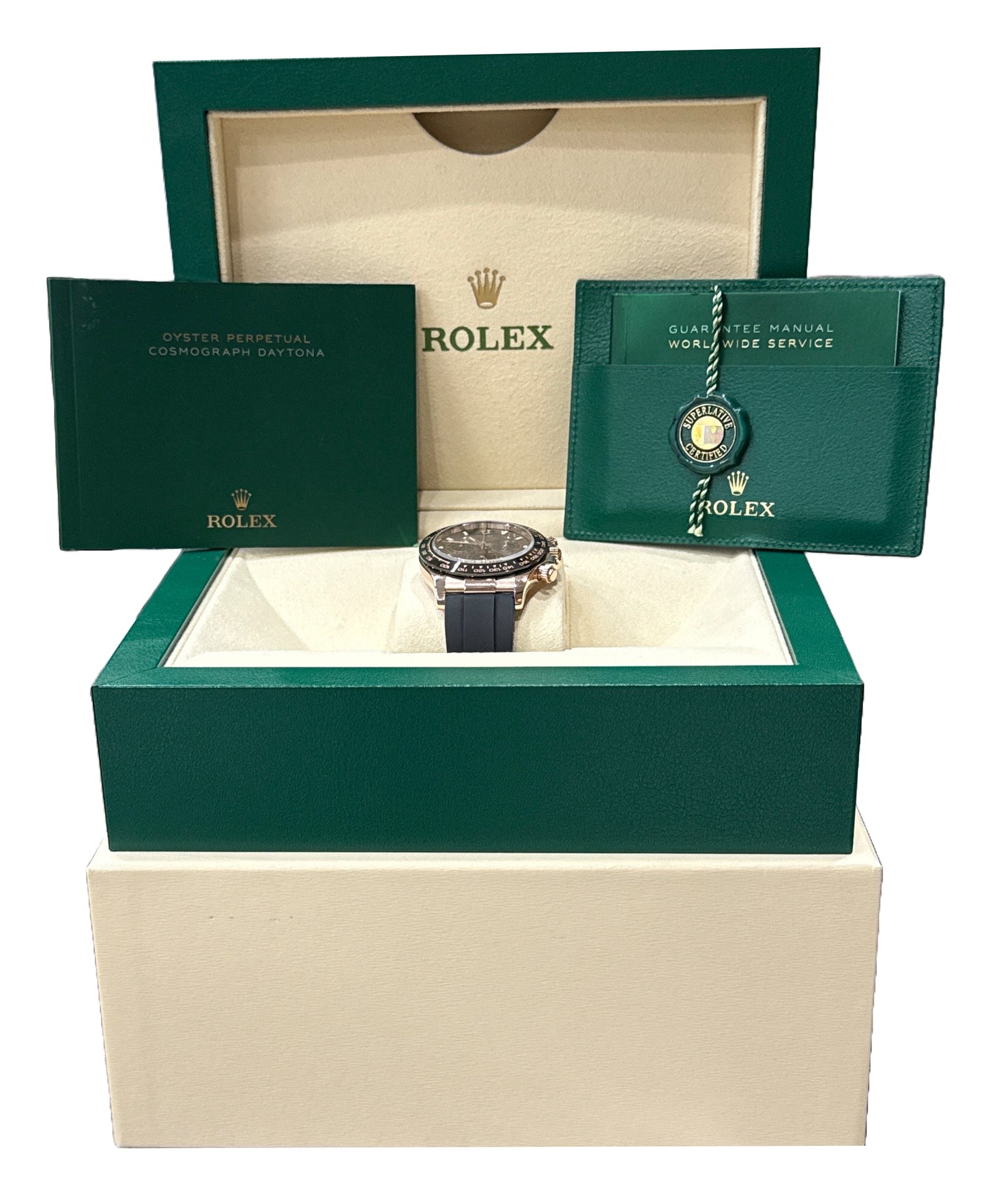 2023 Rolex Daytona CHOCOLATE Brown 18K Rose Gold 40mm Oysterflex 116515 LN BOX