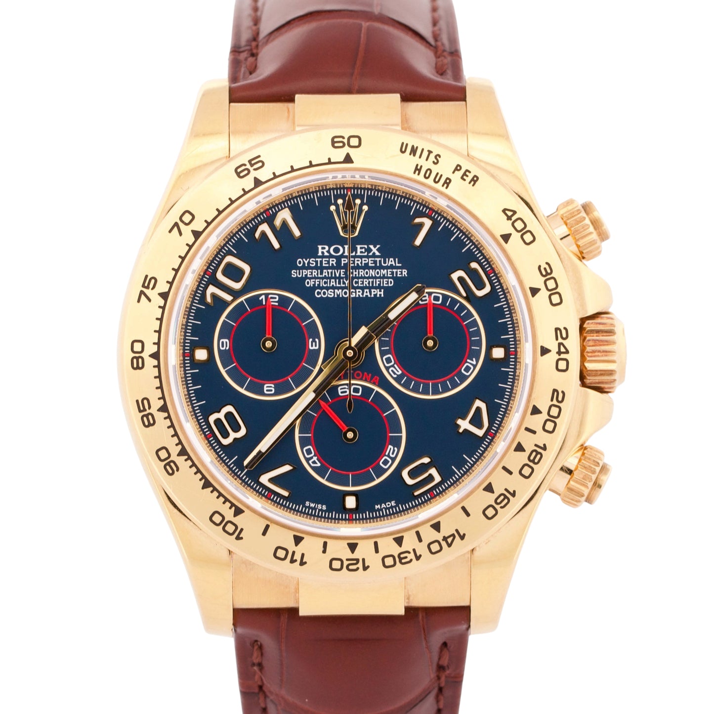2024 RSC PAPERS Rolex Daytona BLUE RACING Leather 18K Yellow Gold 116518 BOX