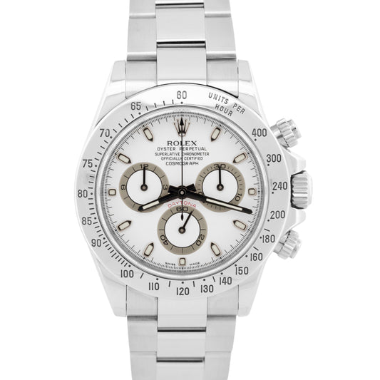 Rolex Daytona Cosmograph WHITE Stainless Steel Rehaut FAT BUCKLE 40mm 116520