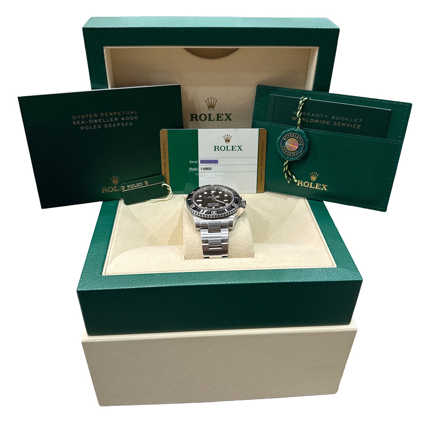 2017 PAPERS Rolex Sea-Dweller 4000 BLACK 40mm Ceramic Steel SD4K 116600 BOX