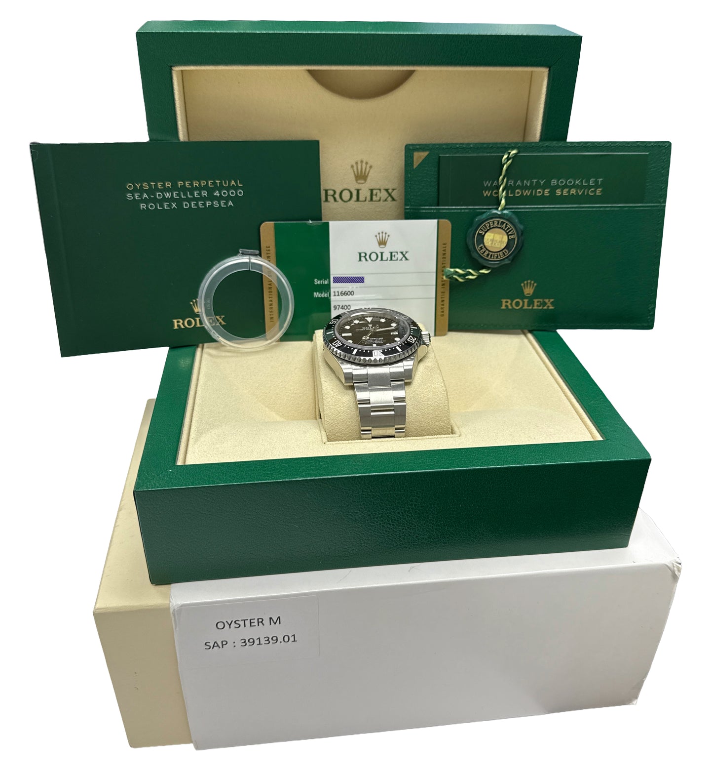 NOS STICKERED PAPERS Rolex Sea-Dweller 4000 SD4K 40mm Ceramic Steel 116600 BOX