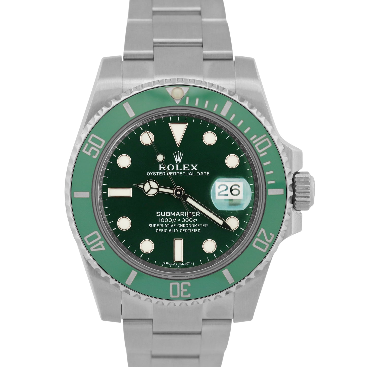 Rolex Submariner Date HULK Green 40mm Ceramic Stainless Steel 116610 LV Watch
