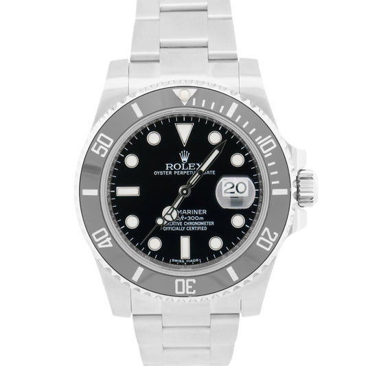Rolex Submariner Date BLACK Ceramic Stainless Steel Dive 40mm 116610 LN Watch