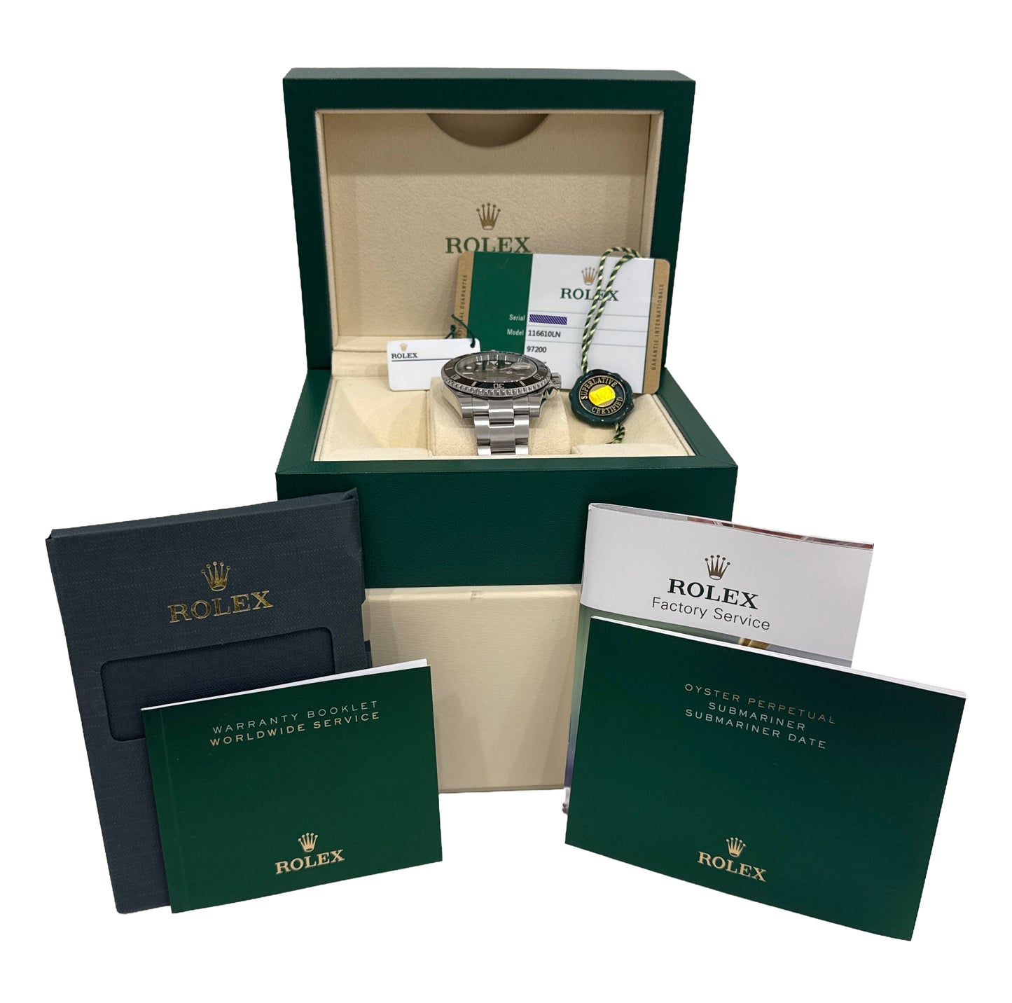 PAPERS Rolex Submariner Date BLACK Stainless Steel 40mm Watch 116610 LN BOX