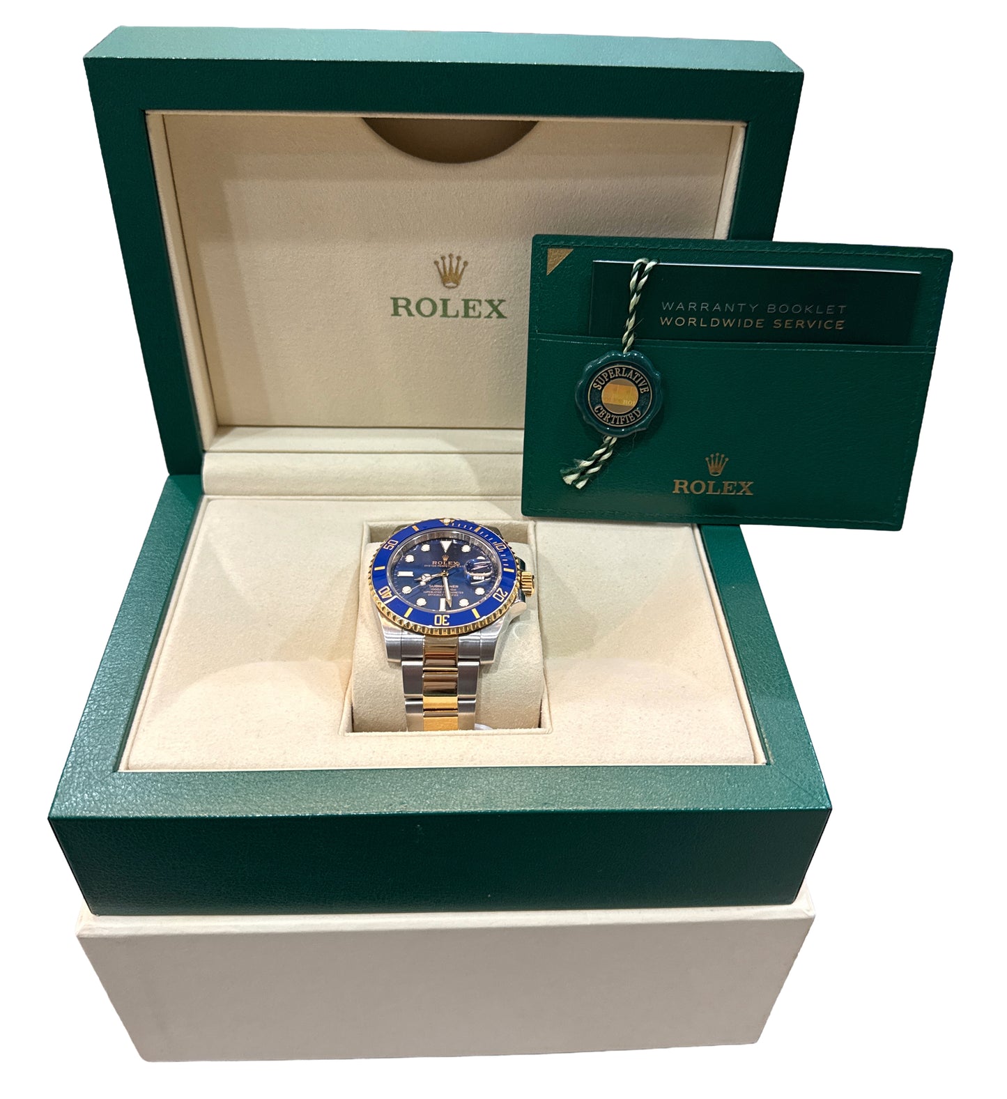 Rolex Submariner BLUE 40mm Ceramic 18K Yellow Gold Two-Tone Steel 116613 LB BOX