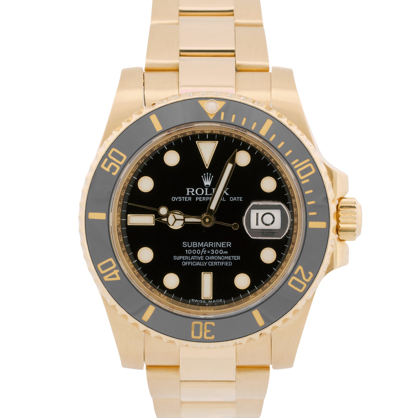 PAPERS Rolex Submariner Date BLACK 18K Yellow Gold Ceramic 40mm 116618 LN BOX