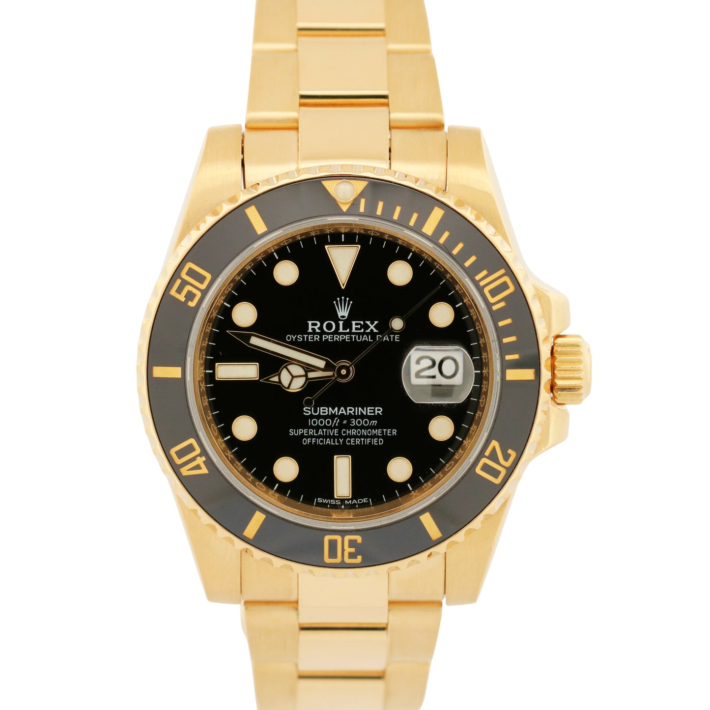 Rolex Submariner Date Ceramic 18K Yellow Gold BLACK 40mm Oyster Watch 116618 BOX