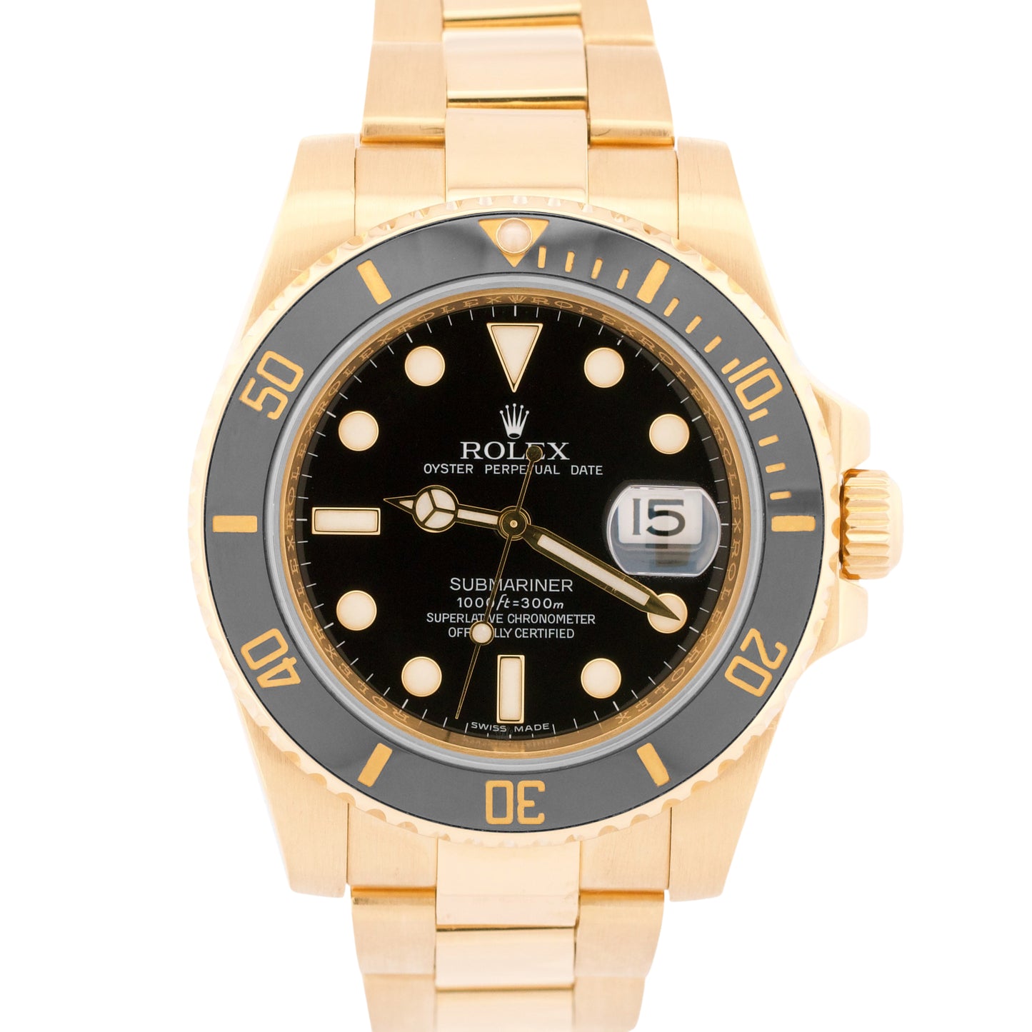 MINT PAPERS Rolex Submariner Date Ceramic 18K Yellow Gold Black 40mm 116618 BOX