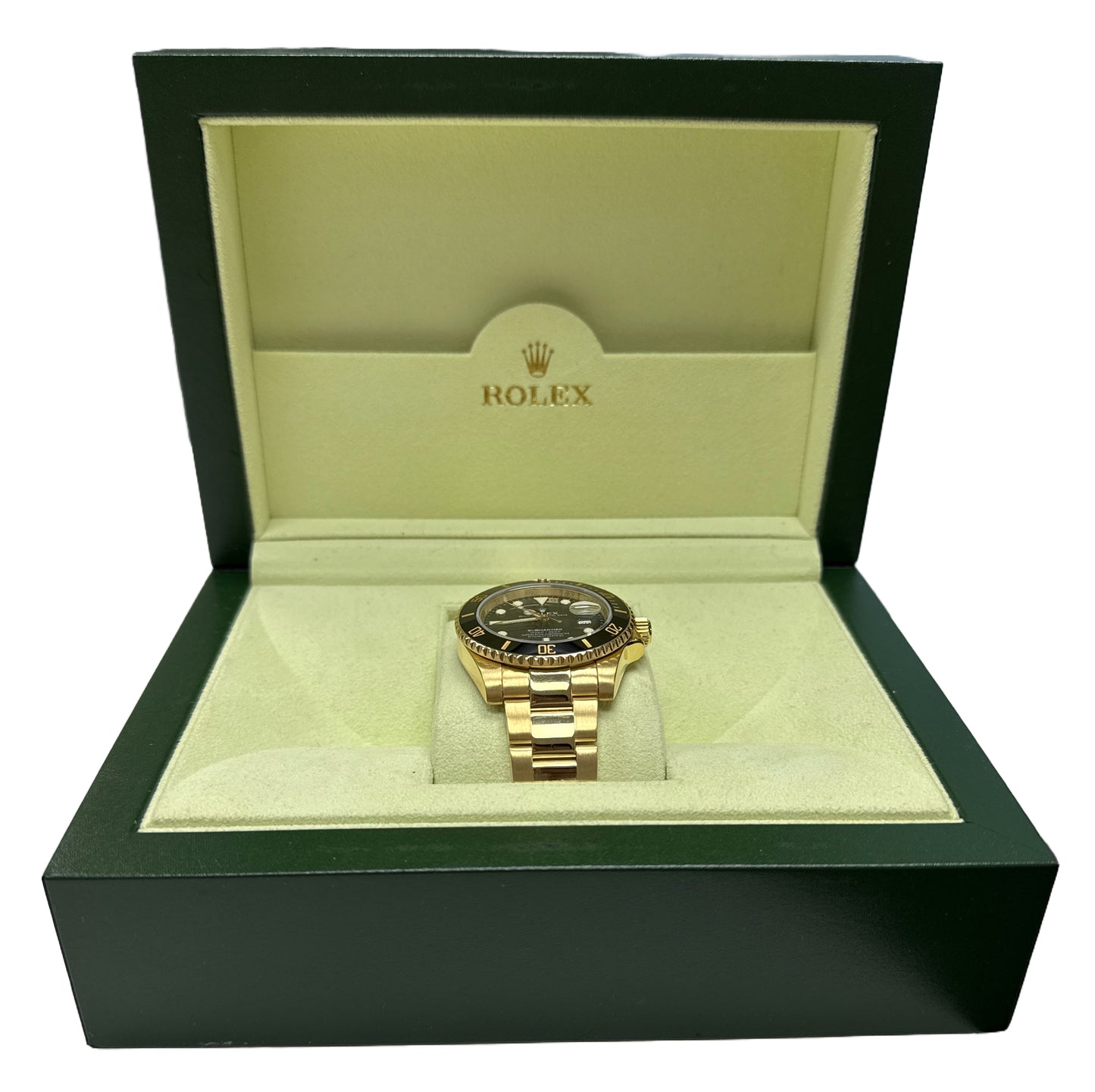 Rolex Submariner Date Ceramic 18K Yellow Gold BLACK 40mm Oyster Watch 116618 BOX