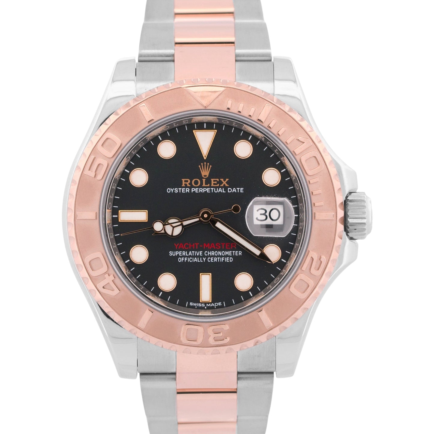 Rolex Yacht-Master BLACK 40mm Two-Tone 18K Rose Gold Stainless YM1 Watch 116621