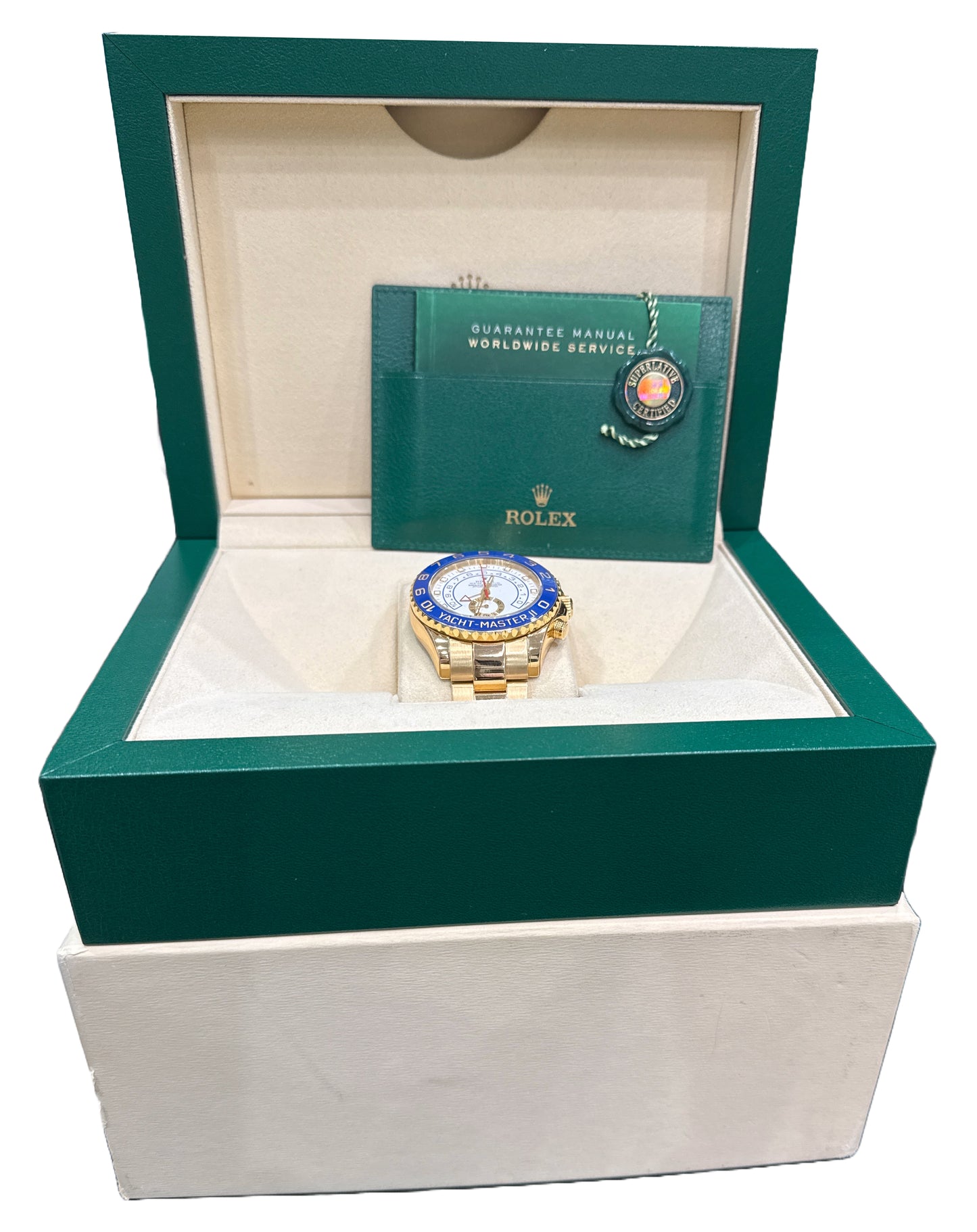 Rolex Yacht-Master II 18K Yellow Gold White Blue Regatta 44mm 116688 BOX