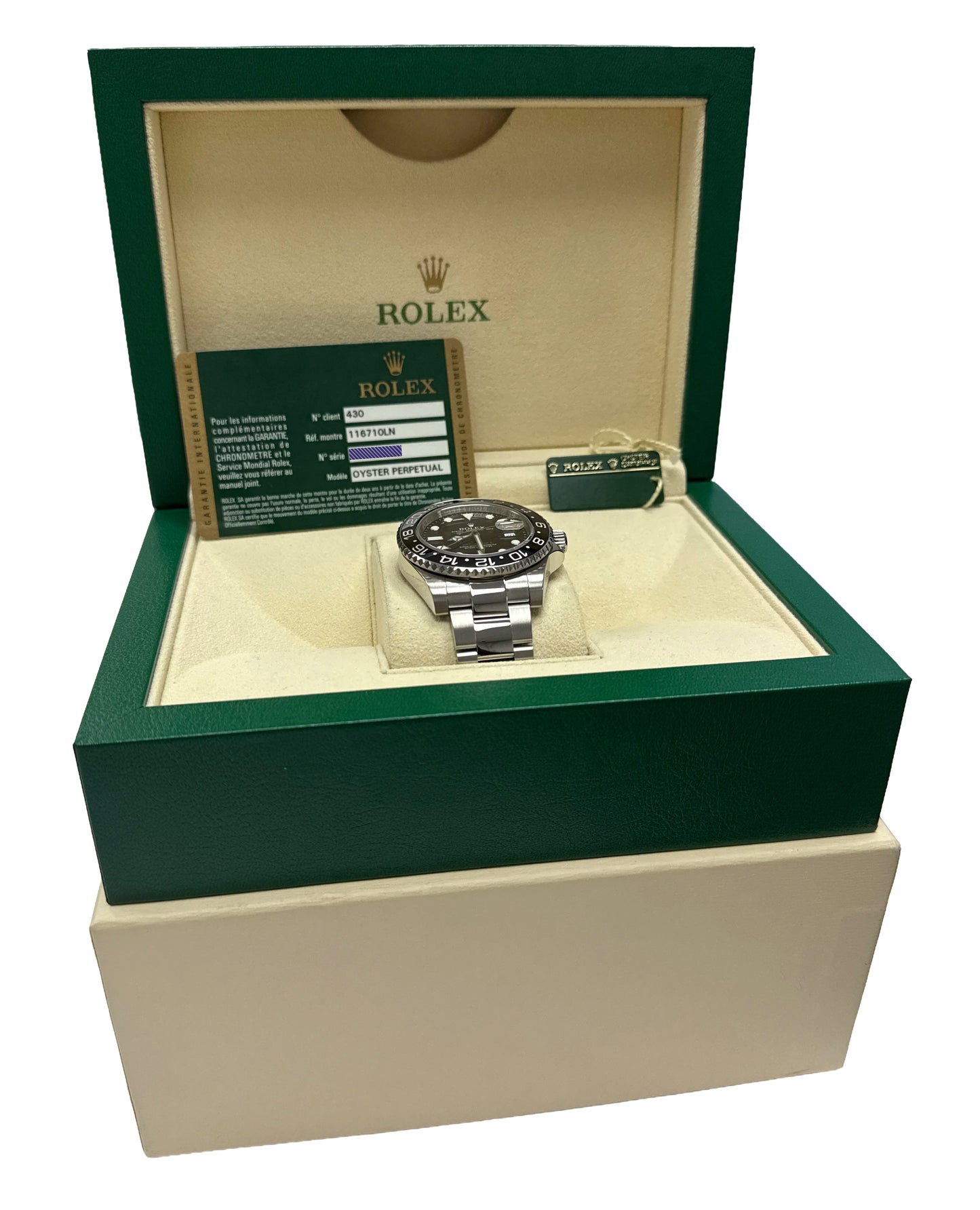 PAPERS Rolex GMT-Master II BLACK Green Stainless Ceramic 40mm 116710 LN BOX
