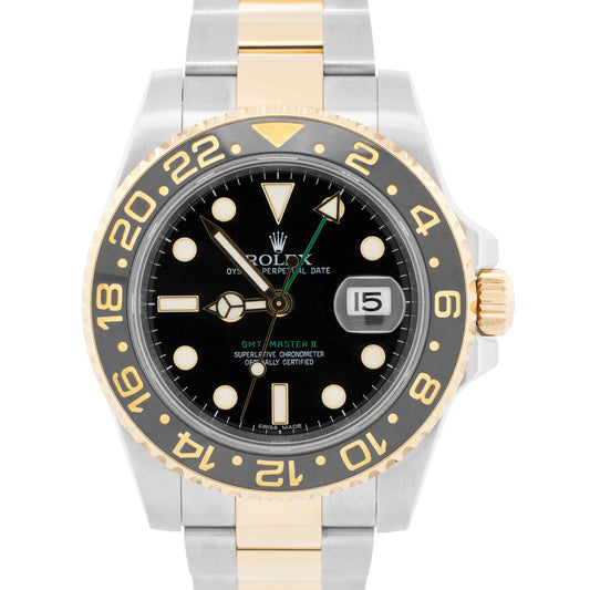 Rolex GMT-Master II Ceramic BLACK Two-Tone 18K Gold 40mm 116713 LN Watch BOX
