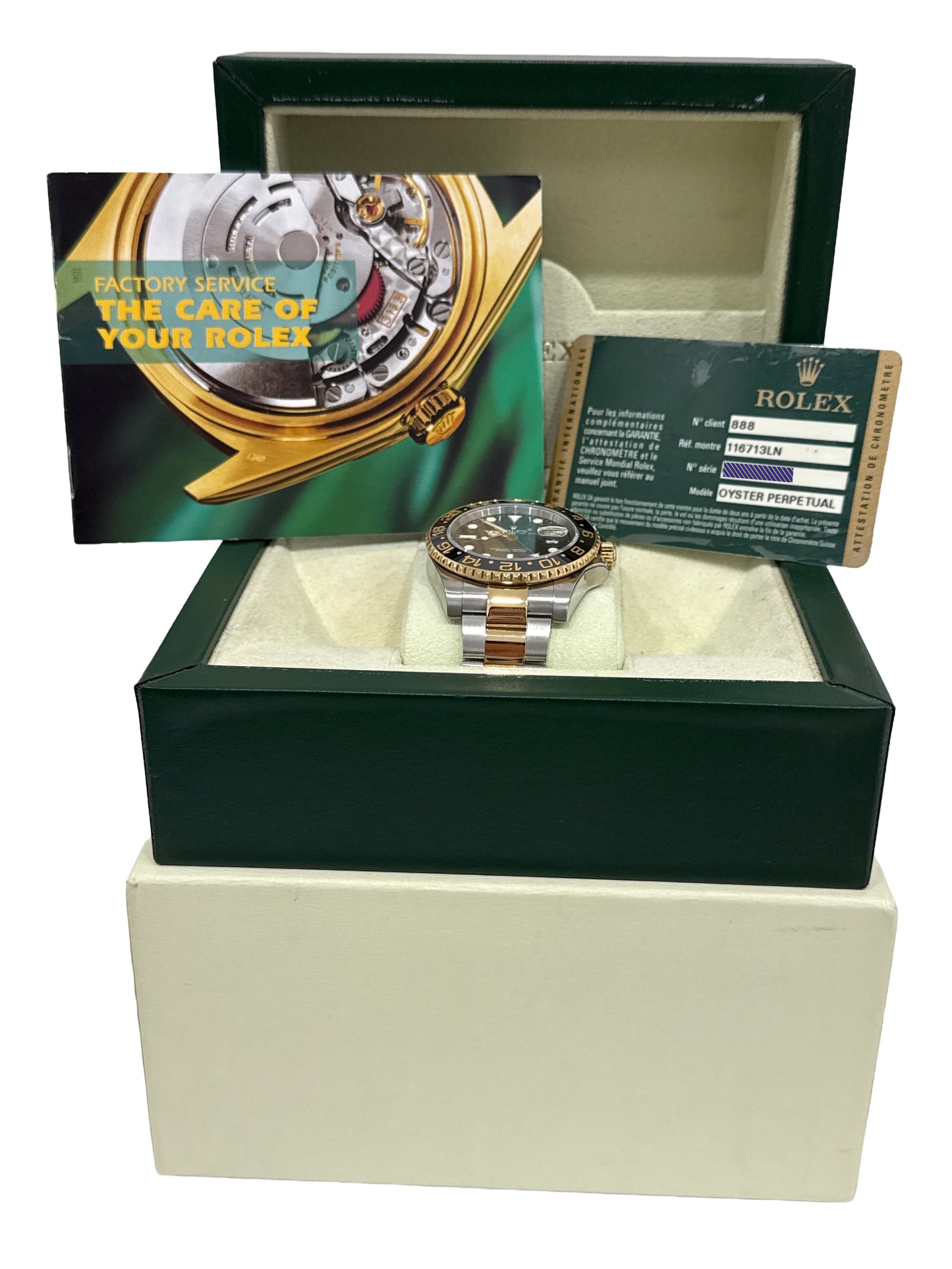 PAPERS Rolex GMT-Master II BLACK Ceramic 18K Gold Steel 40mm 116713 LN Watch BOX