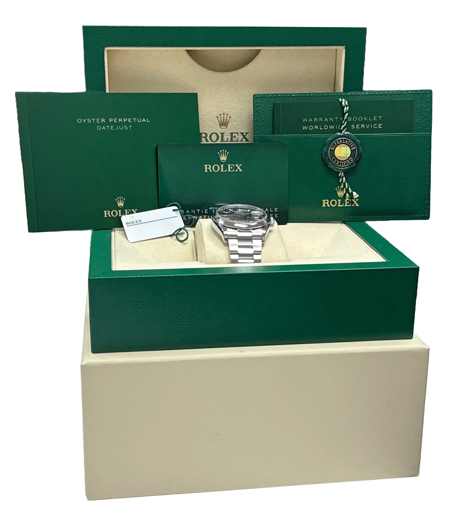 MINT NEW PAPERS Rolex DateJust BLACK 36mm Steel OYSTER Smooth Watch 126200 BOX