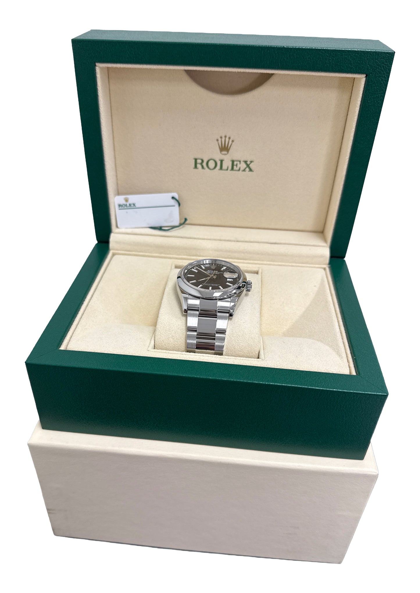 Rolex DateJust 36 BLACK Smooth Oyster Stainless Steel 36mm Watch 126200 BOX