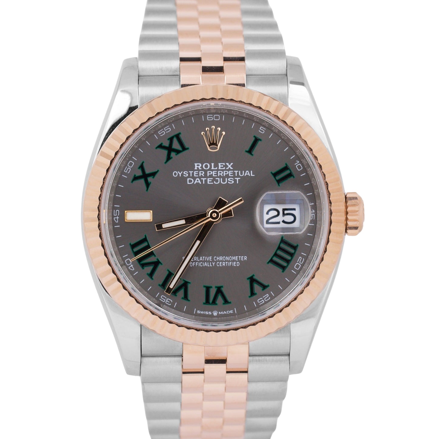 MINT PAPERS Rolex DateJust Rhodium WIMBLEDON 18k Steel JUBILEE 36mm 126231 BOX