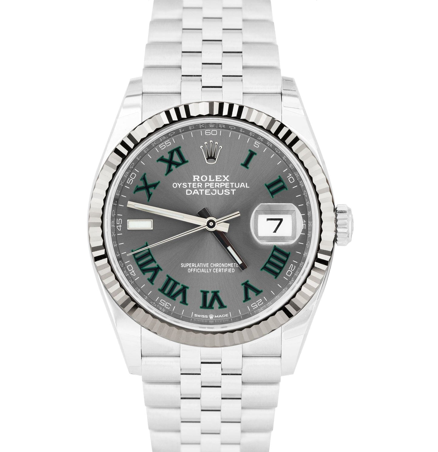 2024 NEW PAPERS Rolex DateJust 36mm Wimbledon Grey Jubilee Watch 126234 BOX