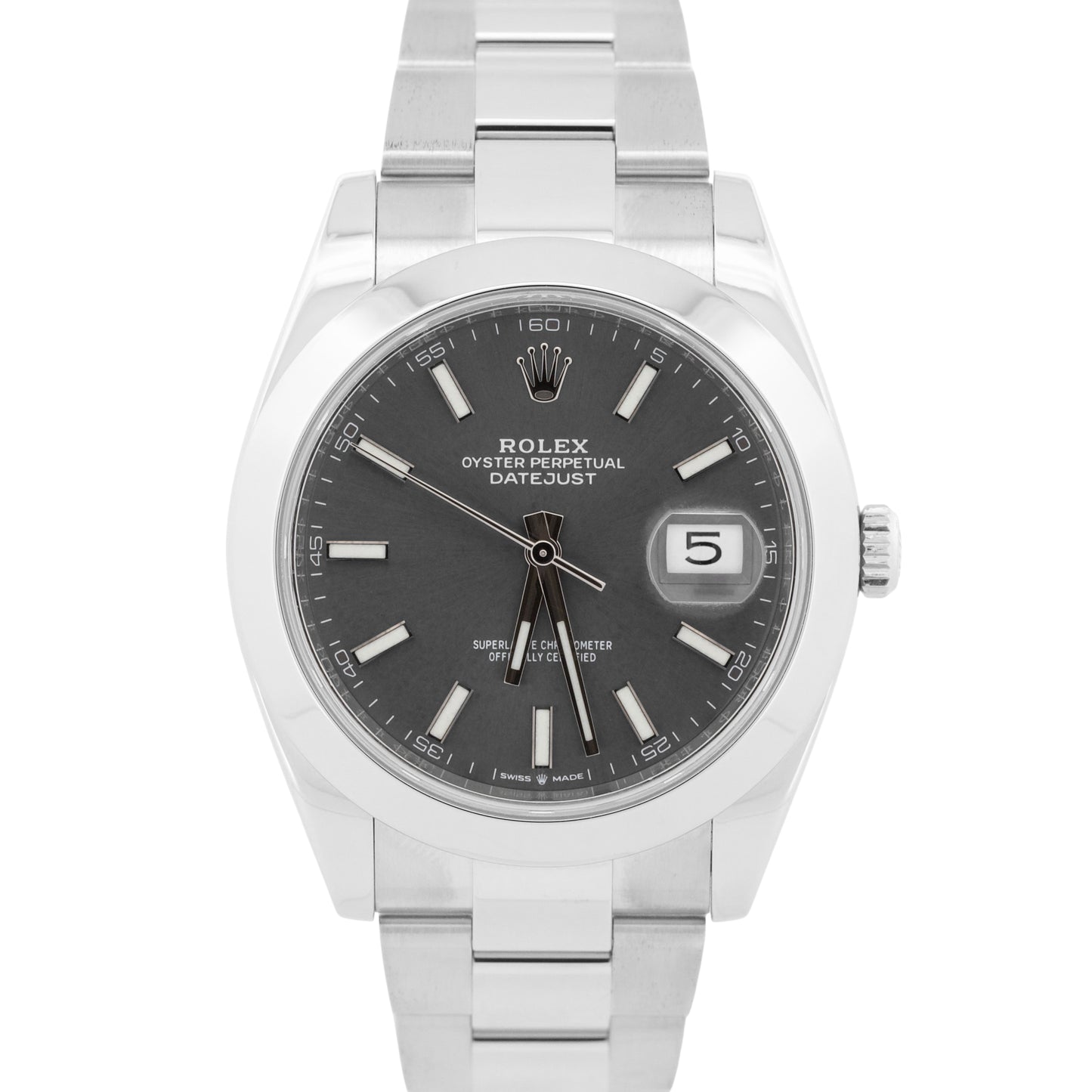PAPERS Rolex DateJust 41 RHODIUM Stainless Steel Smooth OYSTER 41mm 126300 BOX
