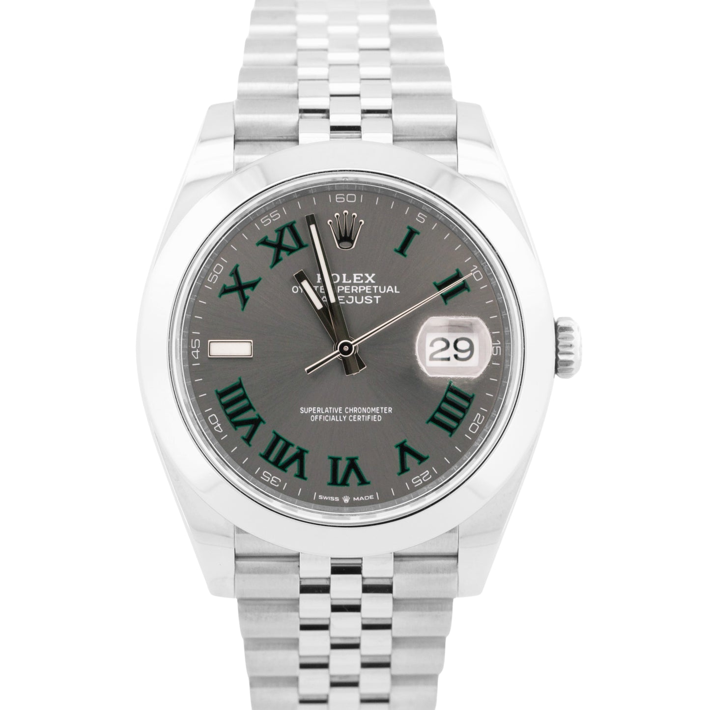 MINT 2023 PAPERS Rolex DateJust WIMBLEDON Rhodium Steel 41mm JUBILEE 126300 BOX