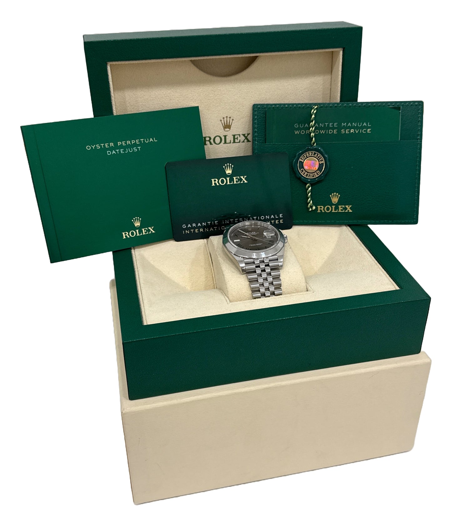 MINT 2023 PAPERS Rolex DateJust WIMBLEDON Rhodium Steel 41mm JUBILEE 126300 BOX