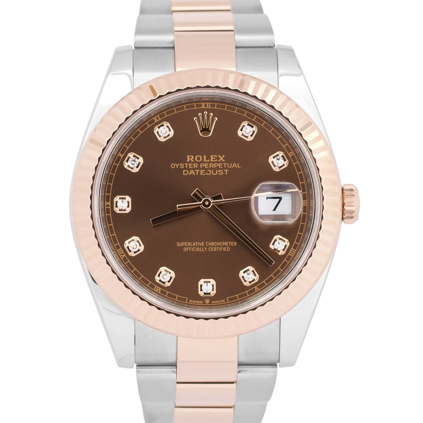 MINT Rolex DateJust 41mm CHOCOLATE DIAMOND Brown Steel 18K Gold OYSTER 126331