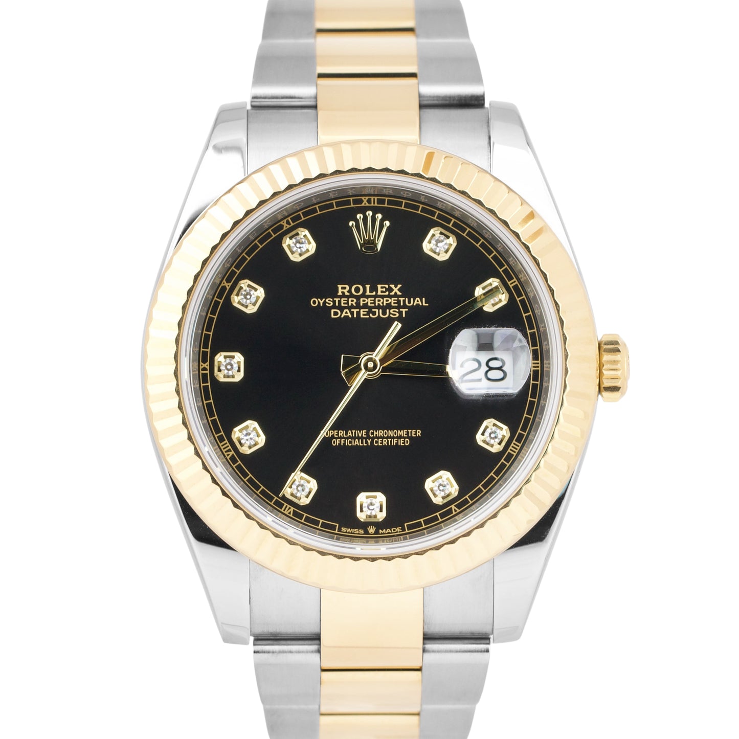 2019 Rolex Datejust BLACK DIAMOND Two-Tone 18K Gold 41mm 126333 PAPERS Watch B+P