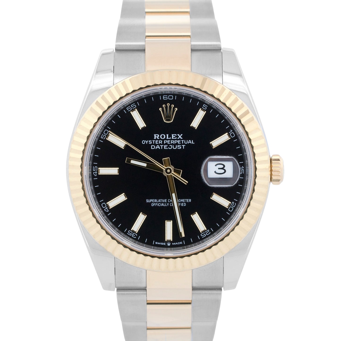 2021 PAPERS Rolex DateJust 41 BLACK 18K Gold Steel OYSTER 41mm 126333 Watch BOX