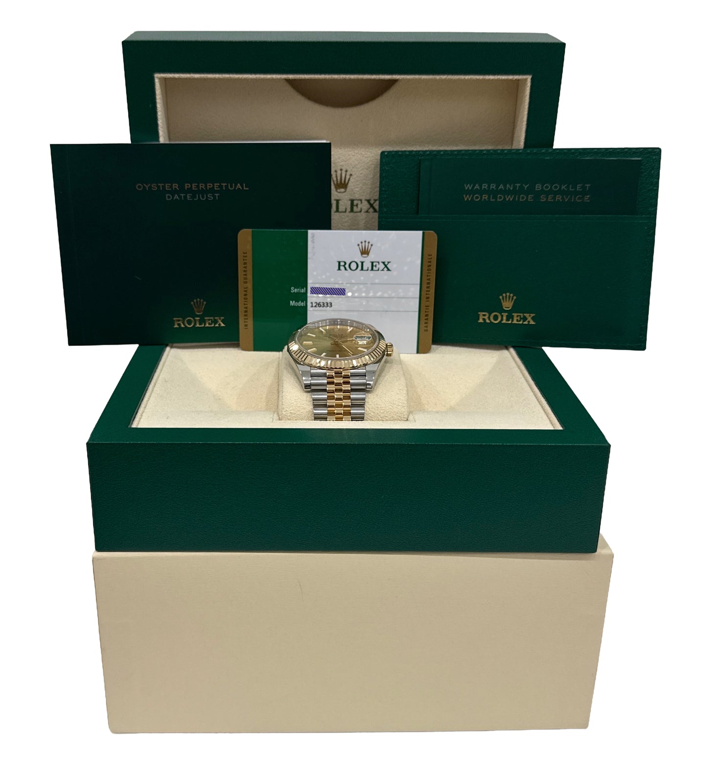 PAPERS Rolex DateJust 41 CHAMPAGNE 18K Gold Steel JUBILEE 41mm 126333 Watch BOX