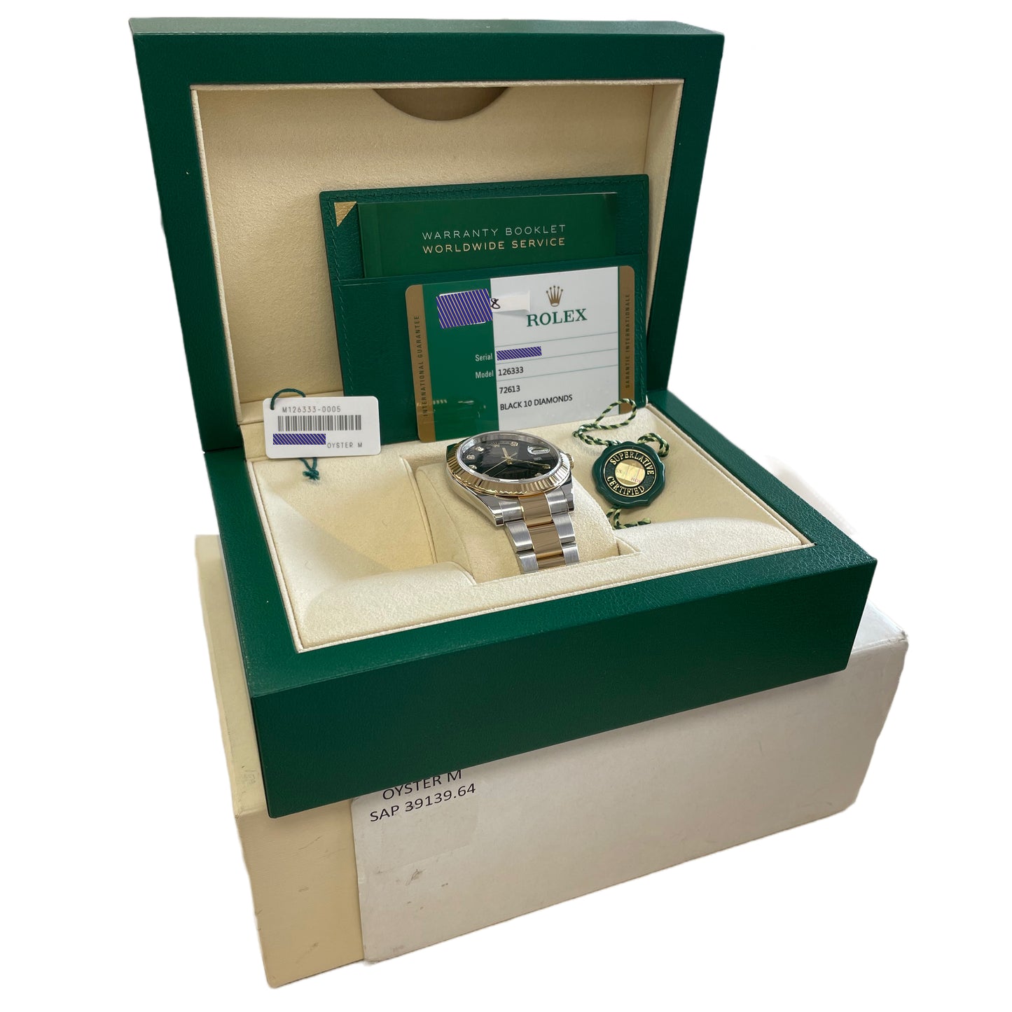 2019 Rolex Datejust BLACK DIAMOND Two-Tone 18K Gold 41mm 126333 PAPERS Watch B+P