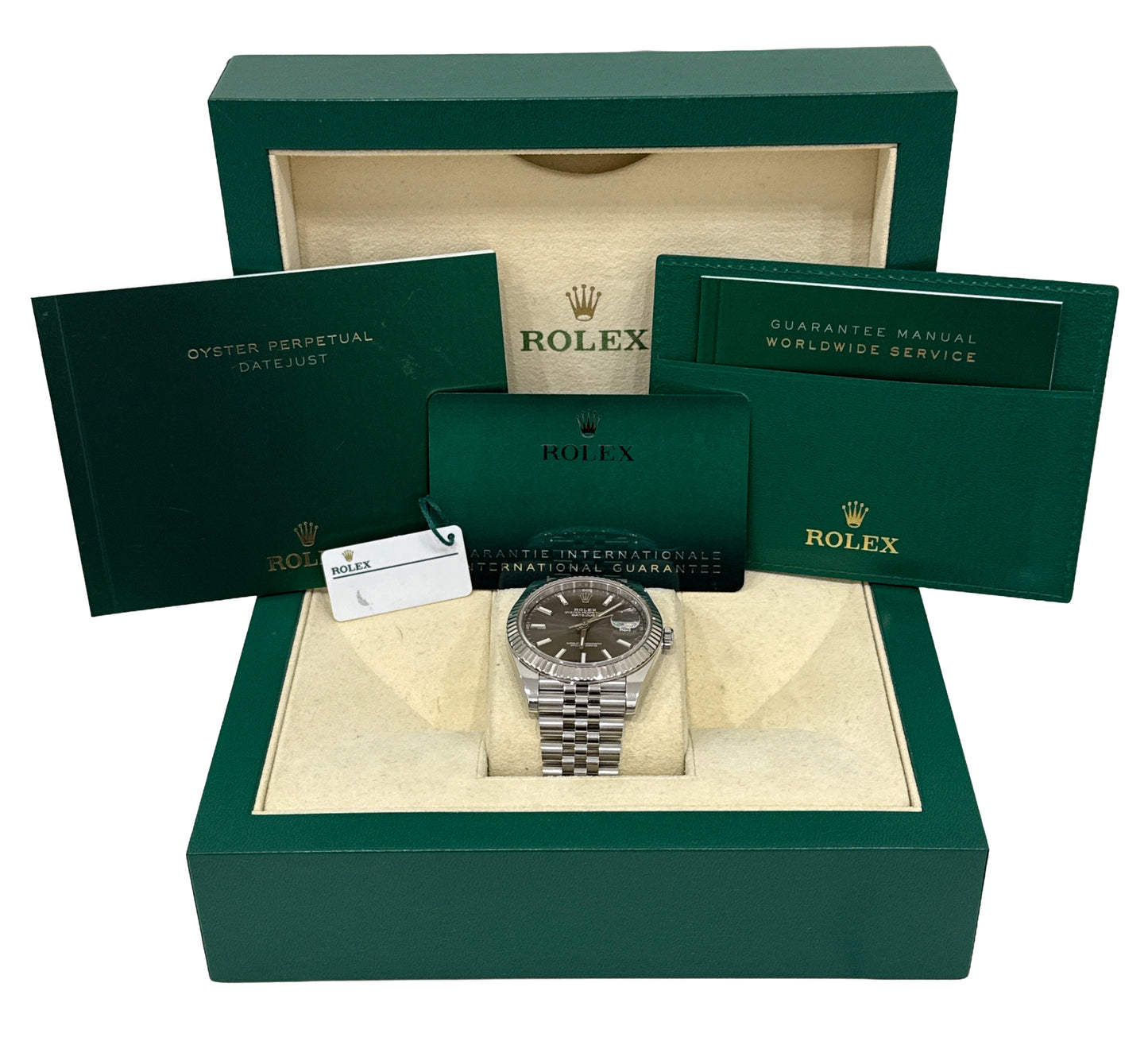 PAPERS Rolex DateJust 41 RHODIUM 18K Gold Steel Fluted JUBILEE 41mm 126334 BOX