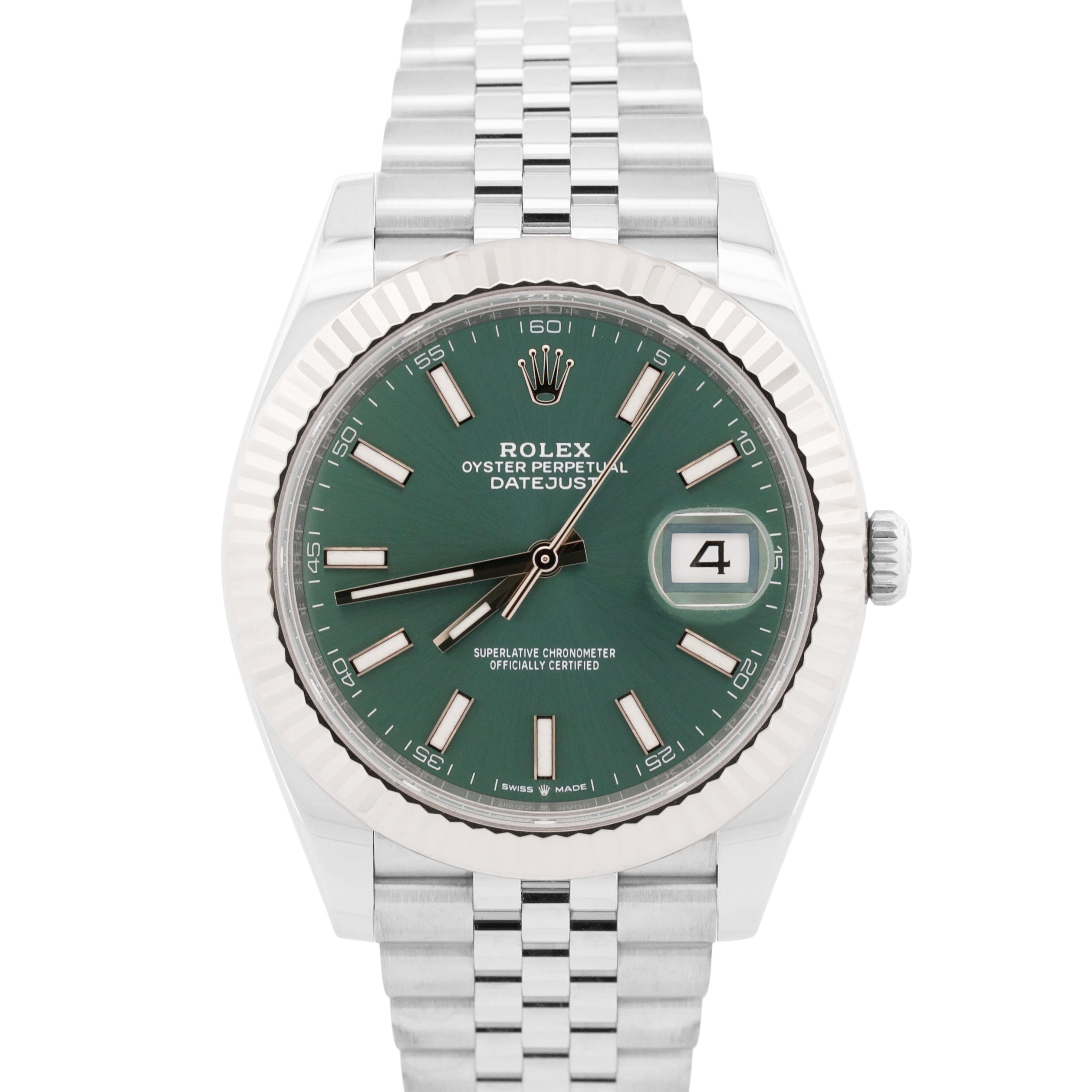 NEW 2026 PAPERS Rolex DateJust 41mm MINT GREEN JUBILEE 18K Gold