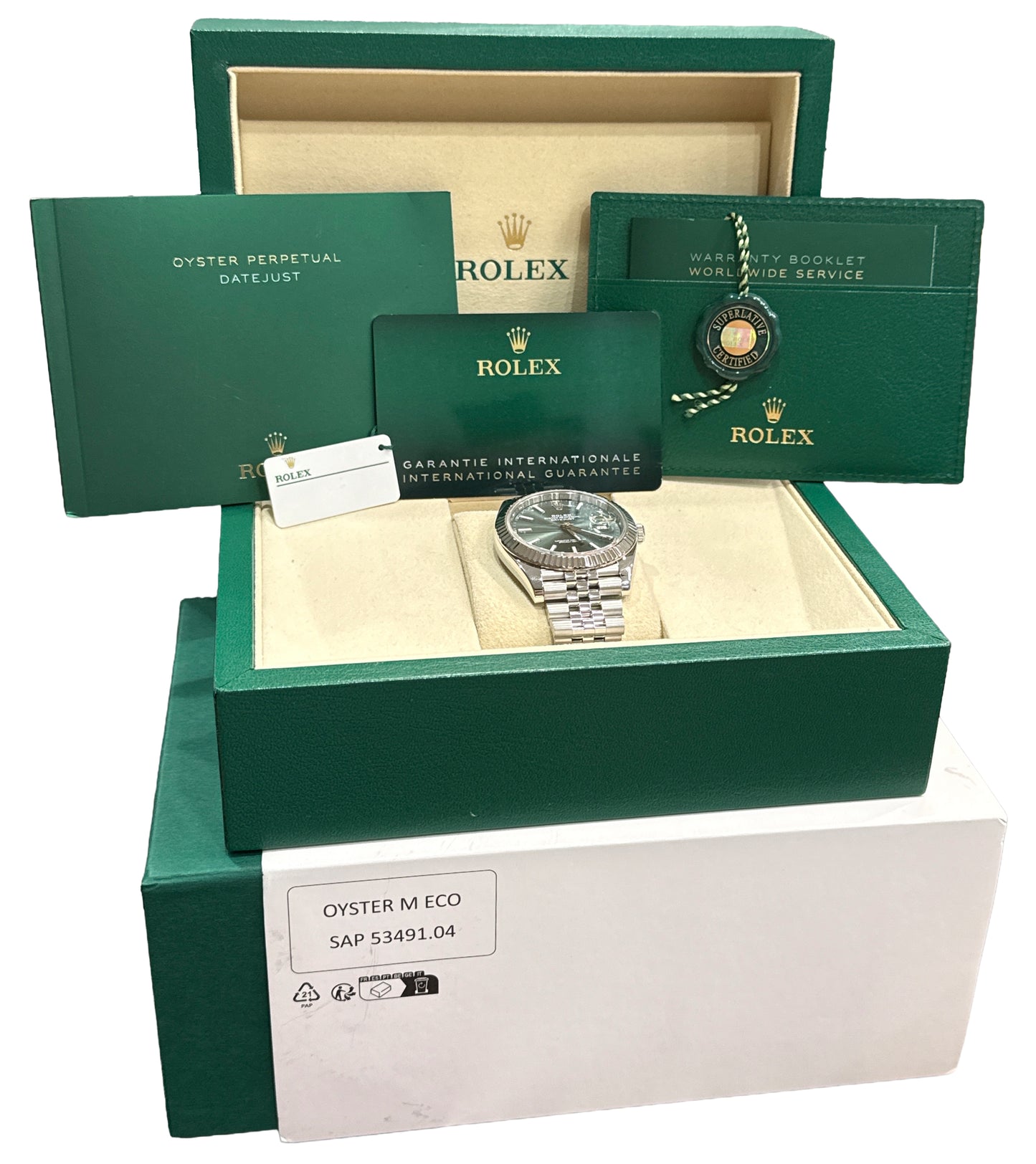 NEW 2026 PAPERS Rolex DateJust 41mm MINT GREEN JUBILEE 18K Gold 126334 BOX