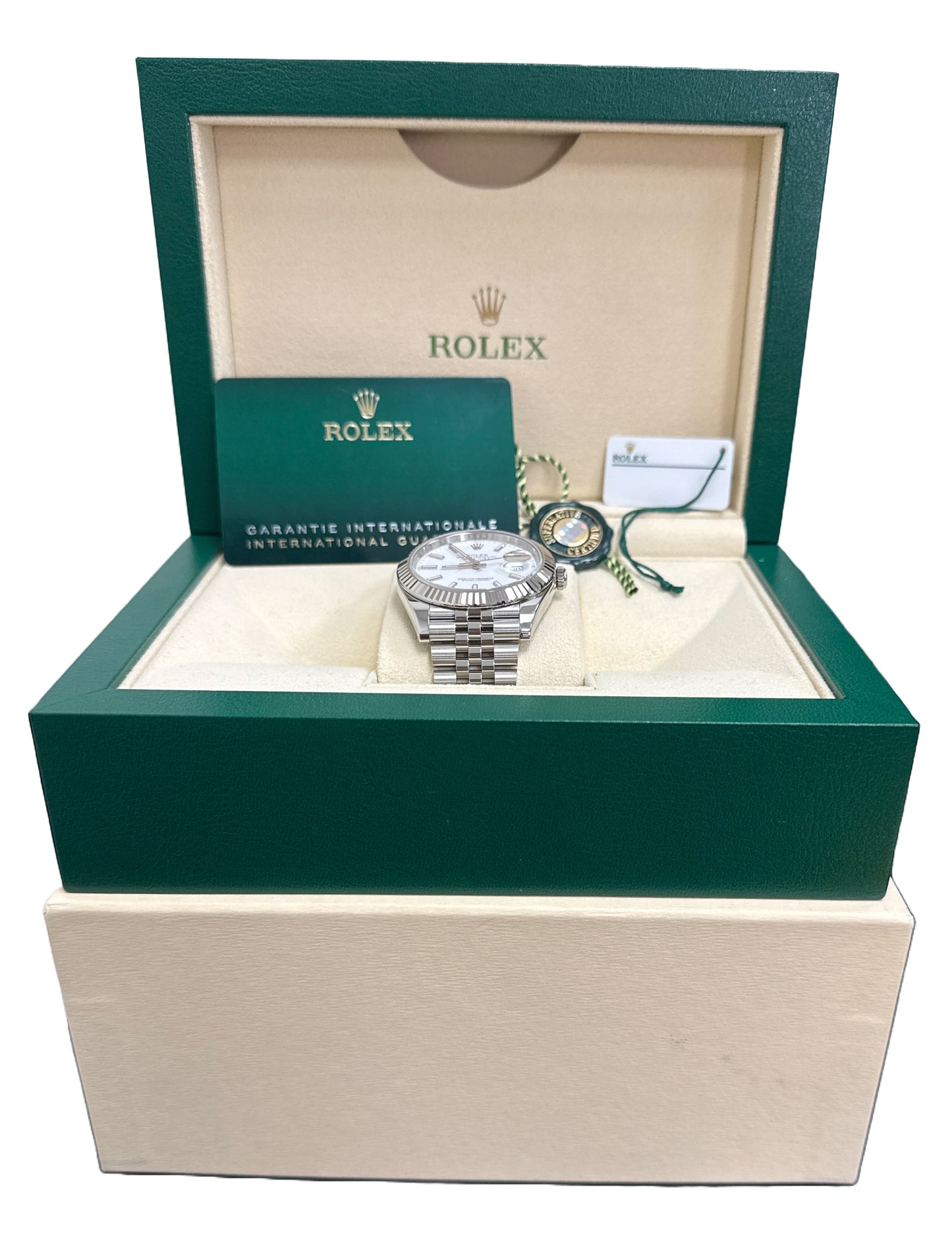 MINT 2022 PAPERS Rolex DateJust 41 WHITE 18K Fluted JUBILEE 41mm 126334 BOX