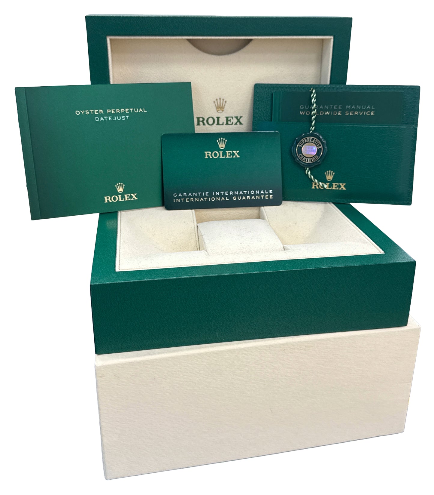2021 PAPERS Rolex DateJust 41 WHITE ROMAN 18K Gold 41mm JUBILEE 126334 Watch BOX