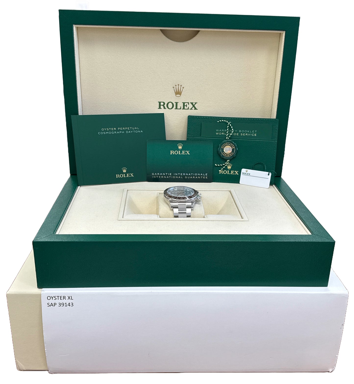NEW 2025 PAPERS Rolex Daytona GLACIER BLUE BAGUETTE 40mm Platinum 126506 BOX