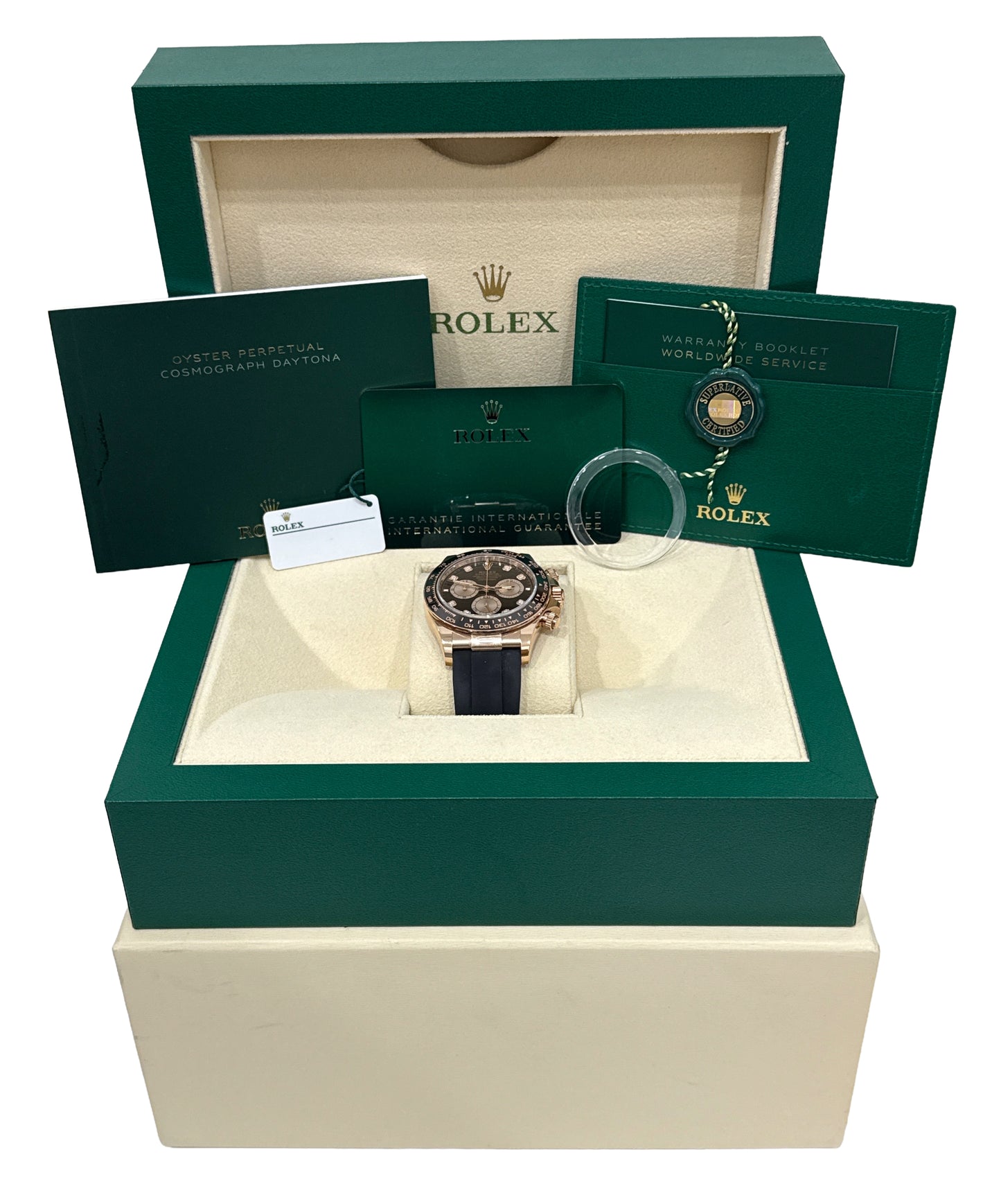 2024 PAPERS Rolex Daytona Cosmograph BLACK DIAMOND 18K Oysterflex 126515 BOX