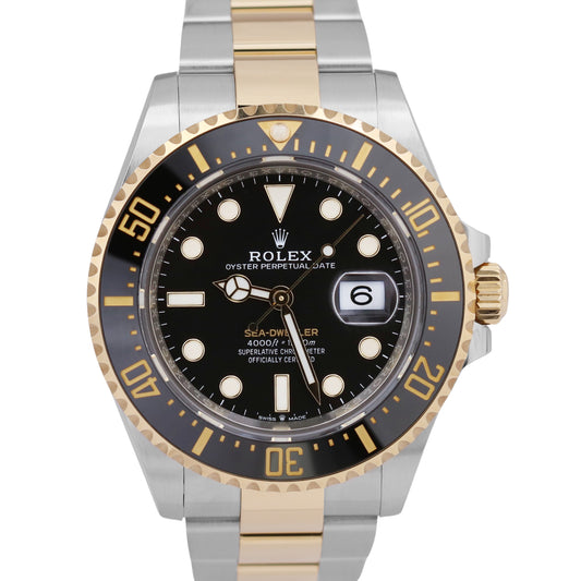 Rolex Sea-Dweller 43mm BLACK Two-Tone 18K Yellow Gold Stainless 126603 BOX