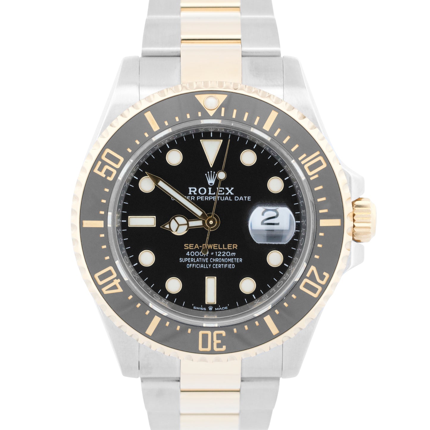 Rolex Sea-Dweller 43mm BLACK Two-Tone 18K Yellow Gold Steel Ceramic Watch 126603
